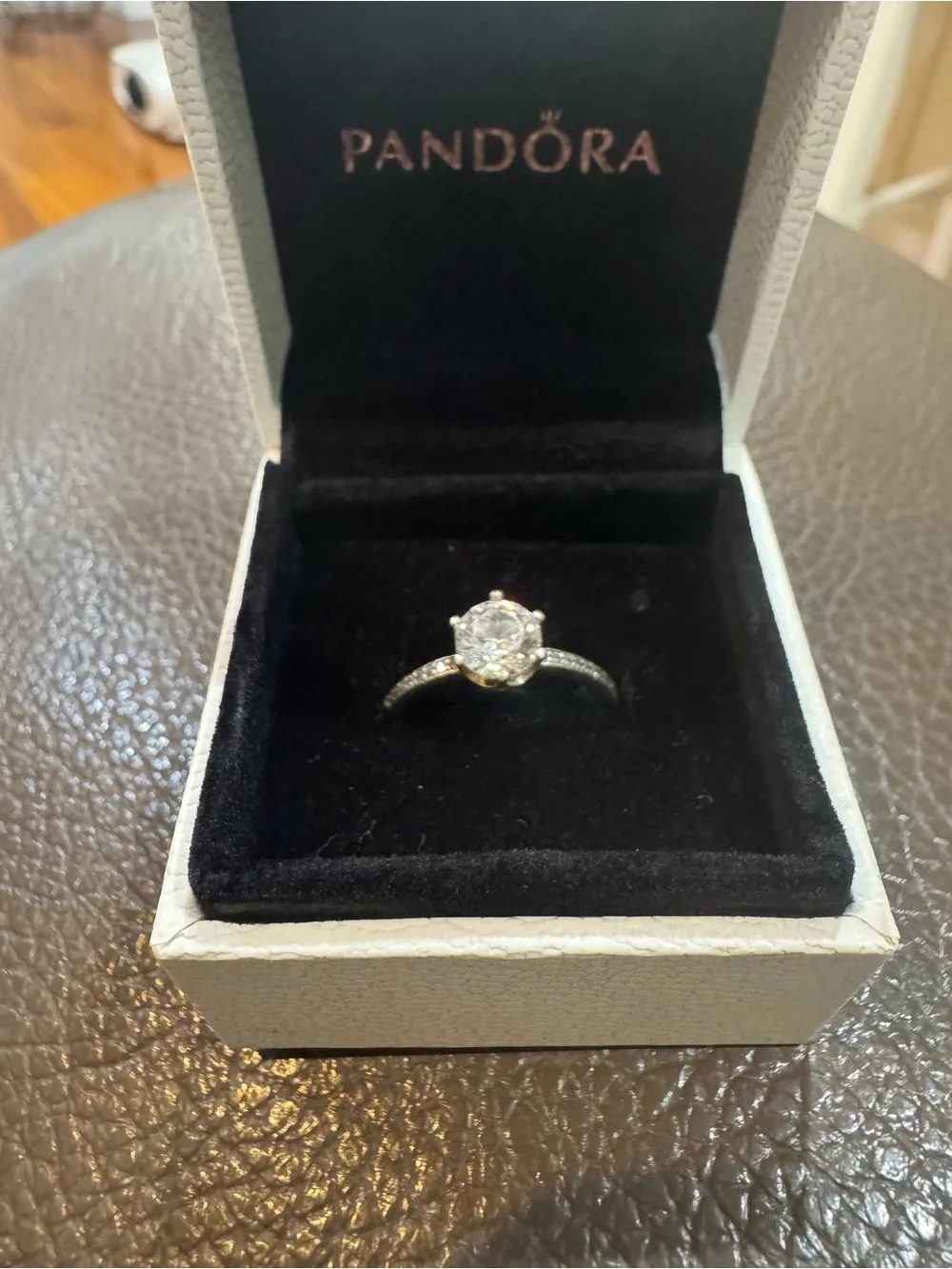 Pandora Silver Halo Ring with Clear Center Stone - Silver size 6